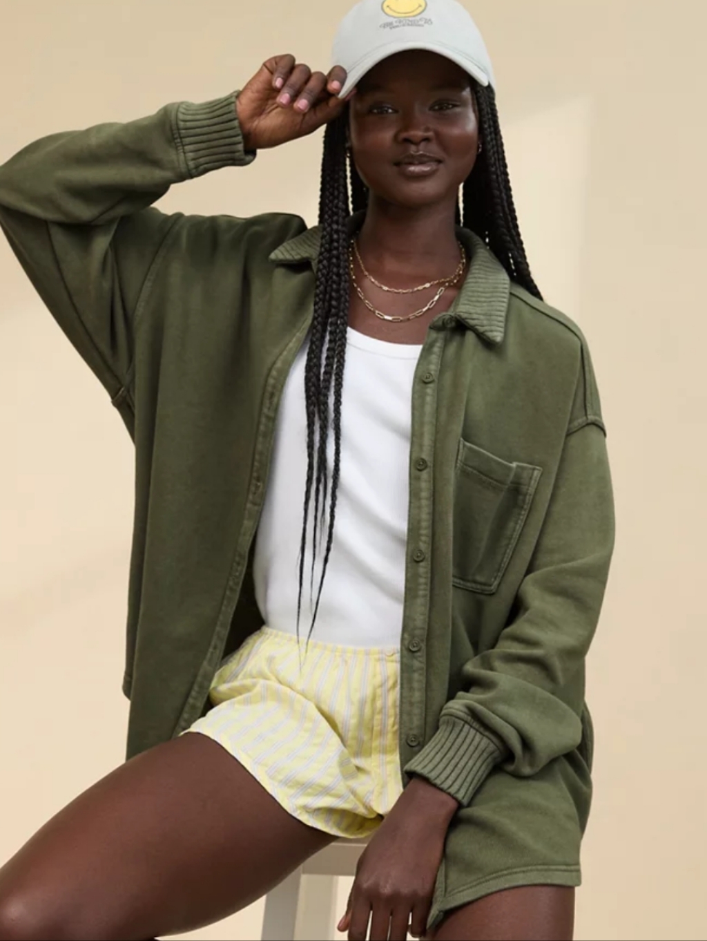 Aerie Olive Green Lumberjane Fleece Shirt Jacket